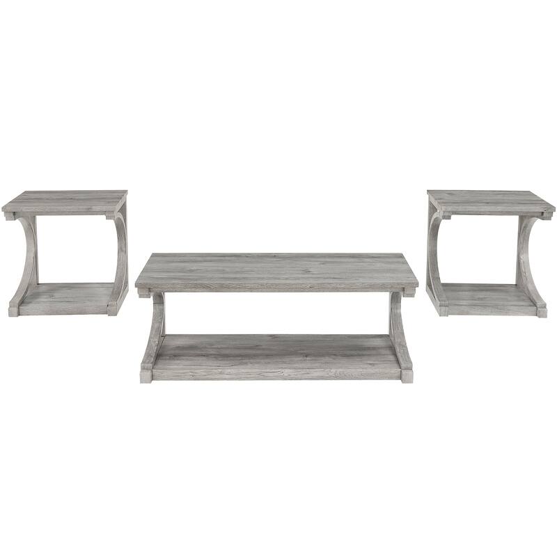 Unique Solid Wood Coffee Table with Storage Shelf