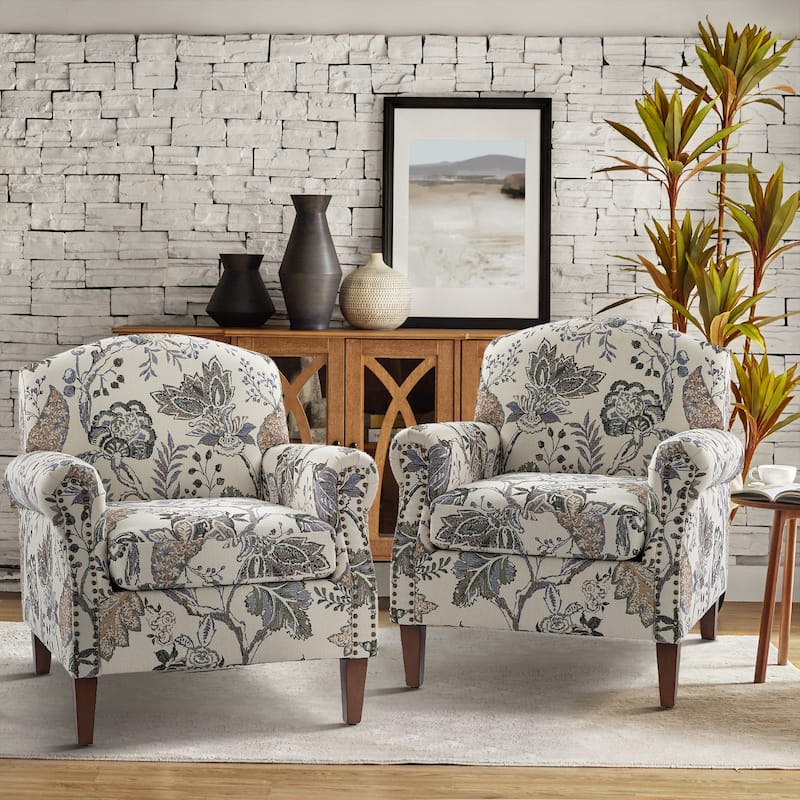 Giampiero Living Room Armchair with Nailhead Trims Set of 2 by HULALA HOME - Grey