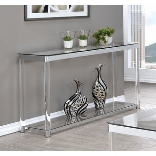 Coaster Furniture Anne Chrome and Clear Sofa Table with Lower Shelf