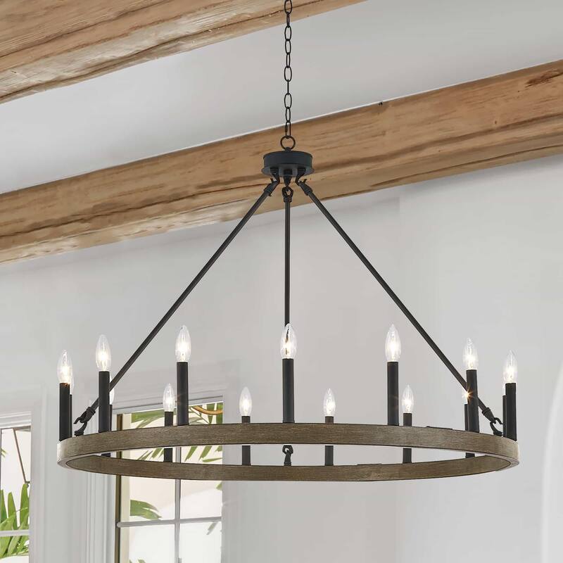 Acroma 15 Light Modern Farmhouse Wagon Wheel Chandelier-UL Certified - N/A