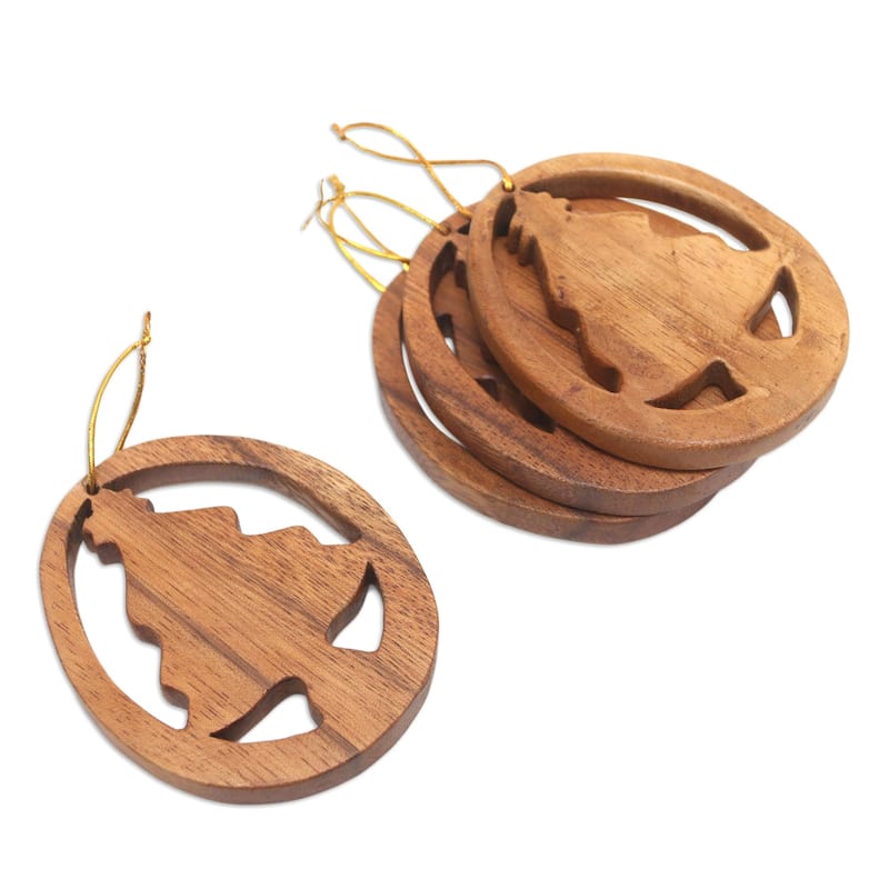 Novica Handmade Christmas Tree Silhouette Wood Ornaments (Set Of 4)
