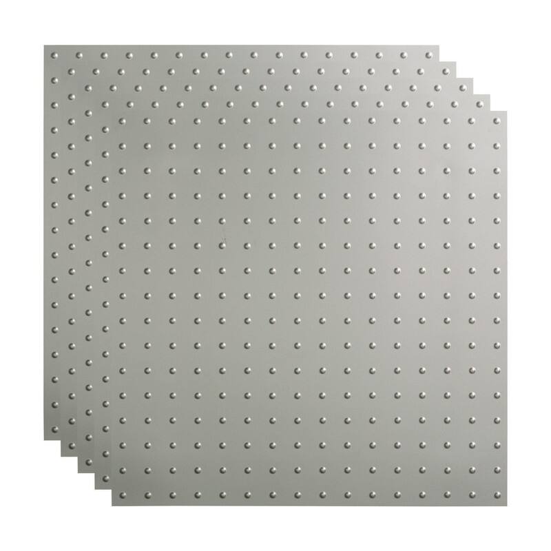 FASÄDE Minidome Decorative Vinyl 2ft x 2ft Lay in Ceiling Panel in Argent Silver (5 Pack) - 5 Pack - Argent Silver