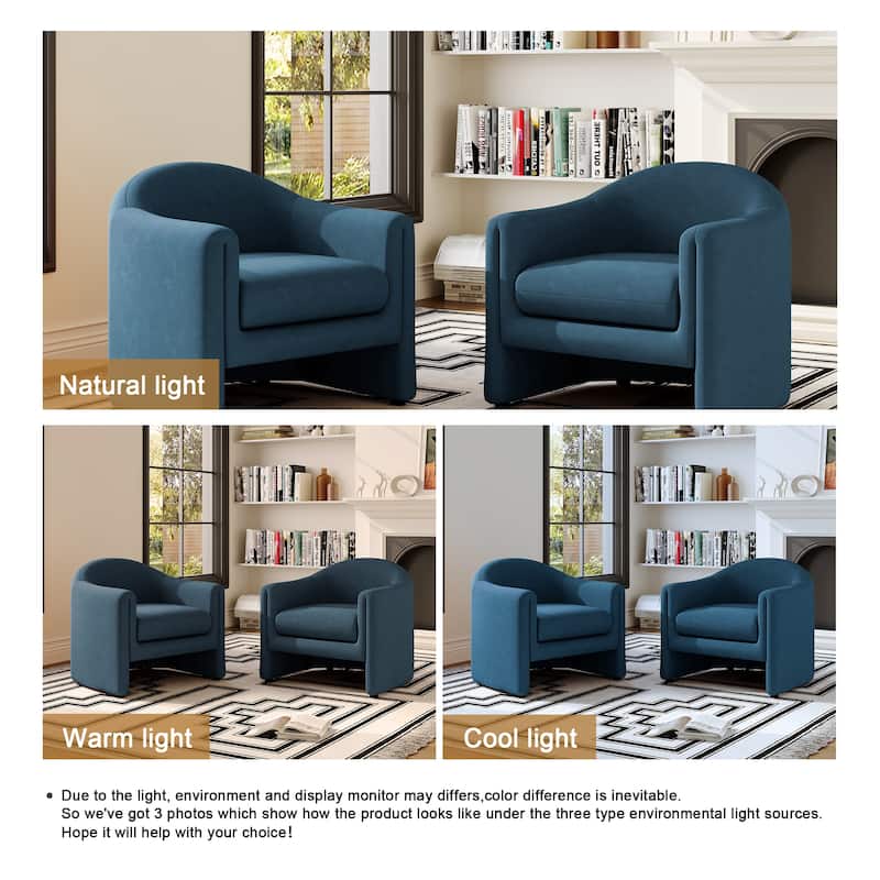 2 Set Modern Upholstered Barrel Accent Chair