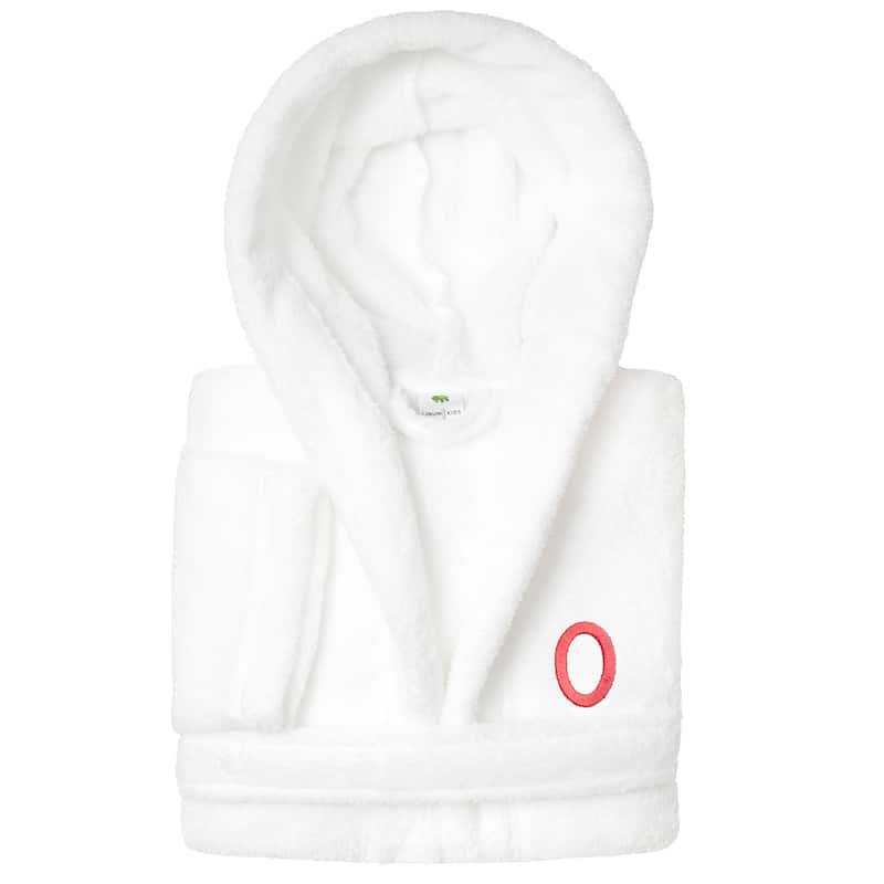 Sweet Kids 100% Polyester SUPER PLUSH Double Brushed Hooded Bathrobe with Pink Bookman Monogram - Large - O