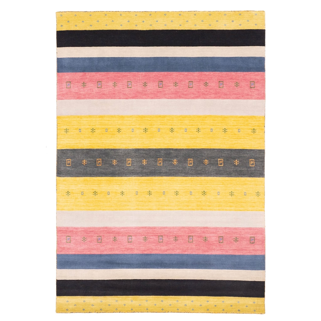 ECARPETGALLERY Hand Loomed Kashkuli Gabbeh Multi Color Wool Rug - 6'8 x 9'9