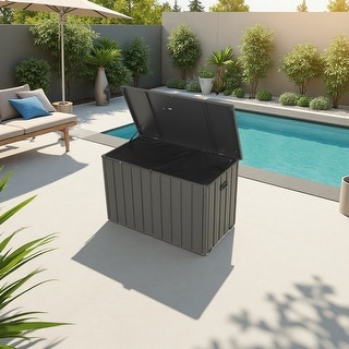 Pool Storage Unit Waterproof Outdoor Metal Storage Box with Lock for pool, backyard - Bed ...