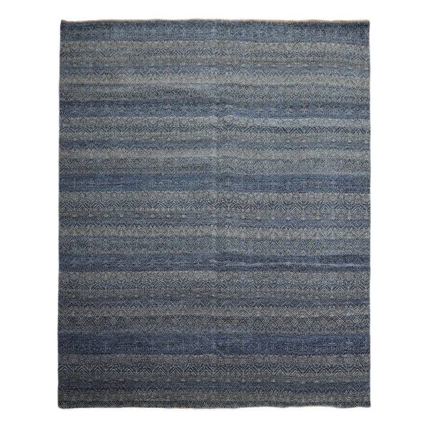Hand Knotted Blue Wool Modern & Contemporary Oriental Area Rug (8x10 ...