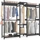 preview thumbnail 16 of 65, Bamboo Closet System Clothes Rack, Large Freestanding Garment Rack Clothing Rack for Hanging Clothes
