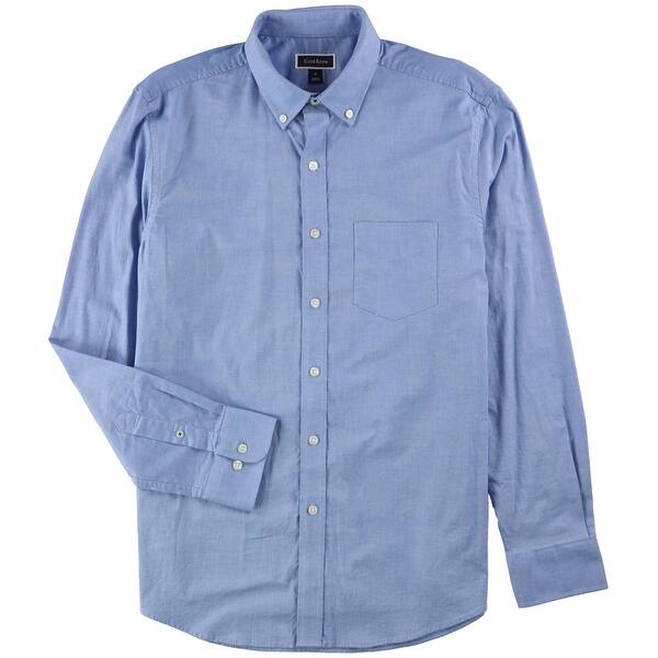 Shop Club Room Mens Oxford Cotton Button Up Shirt Blue X Large