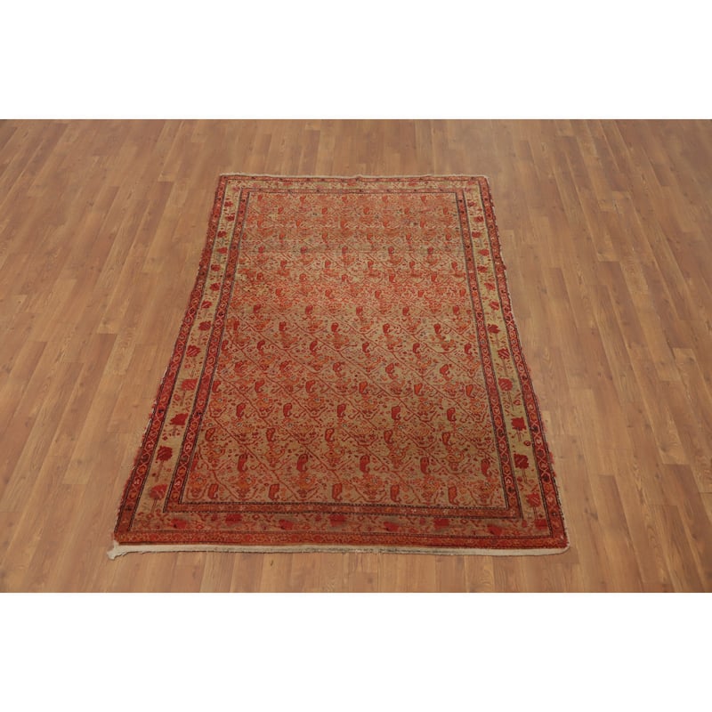 Hand Knotted Oriental 100% Wool Carpet Traditional All-Over Brown Sarouk Area Rug - 6' 3'' X 4' 3''