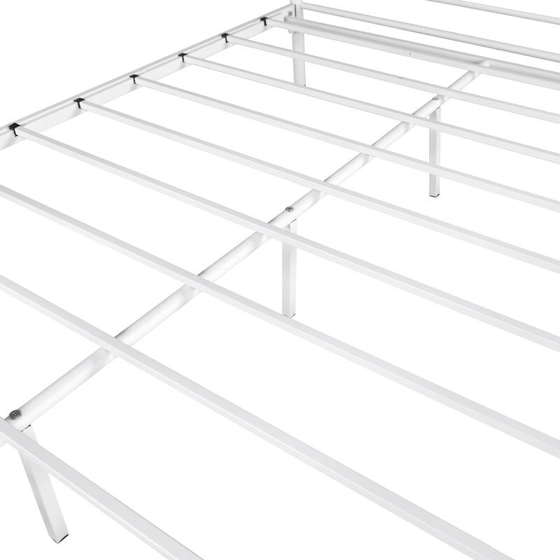 Heavy Duty Twin-Over-Full Metal Bunk Bed with Inclined Ladder, Safety Guardrails & Under-Bed Storage - No Box Spring Needed