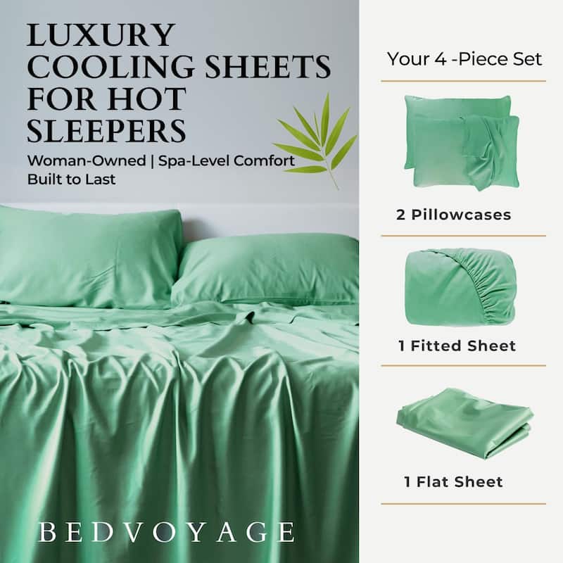 BedVoyage 100% viscose from Bamboo Bed Sheet Set, Split King - White