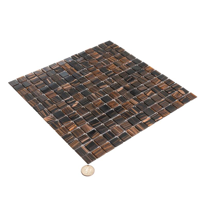 Apollo tile 12" x 12" Mingles Glossy Dark Brown Glass Tile (20 sq ft/case) - 20 Pack