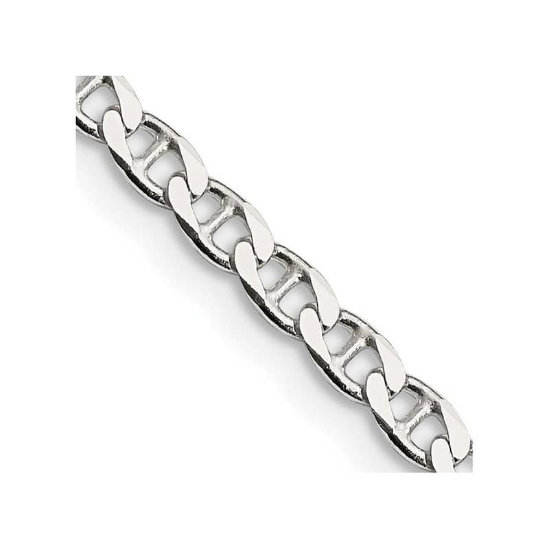Curata 925 Sterling Silver 3.15mm Flat Cuban Anchor Chain Necklace Options: 16 18 20 22 24