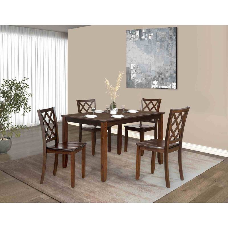 Transitional 5pc Dining Set Table and Side Chairs