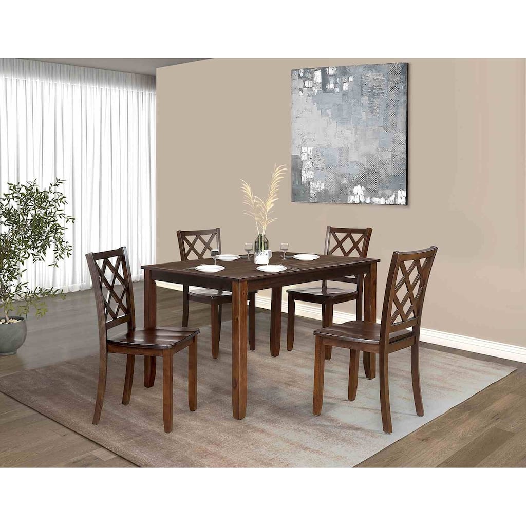 Transitional 5pc Dining Set Table and Side Chairs