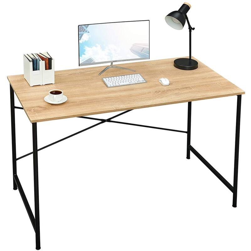 Homy Casa Modern Computer Desk, 47in Metal X Office Writing Table