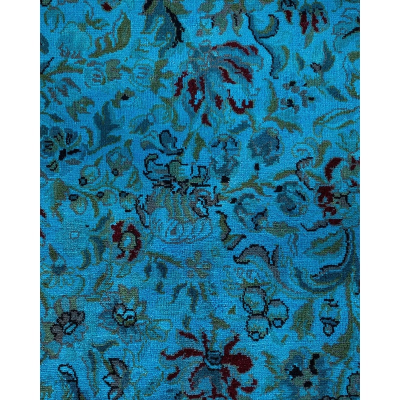 Overton Hand Knotted Wool Vintage Inspired Modern Contemporary Overdyed Blue Area Rug - 10' 1" x 14' 4"