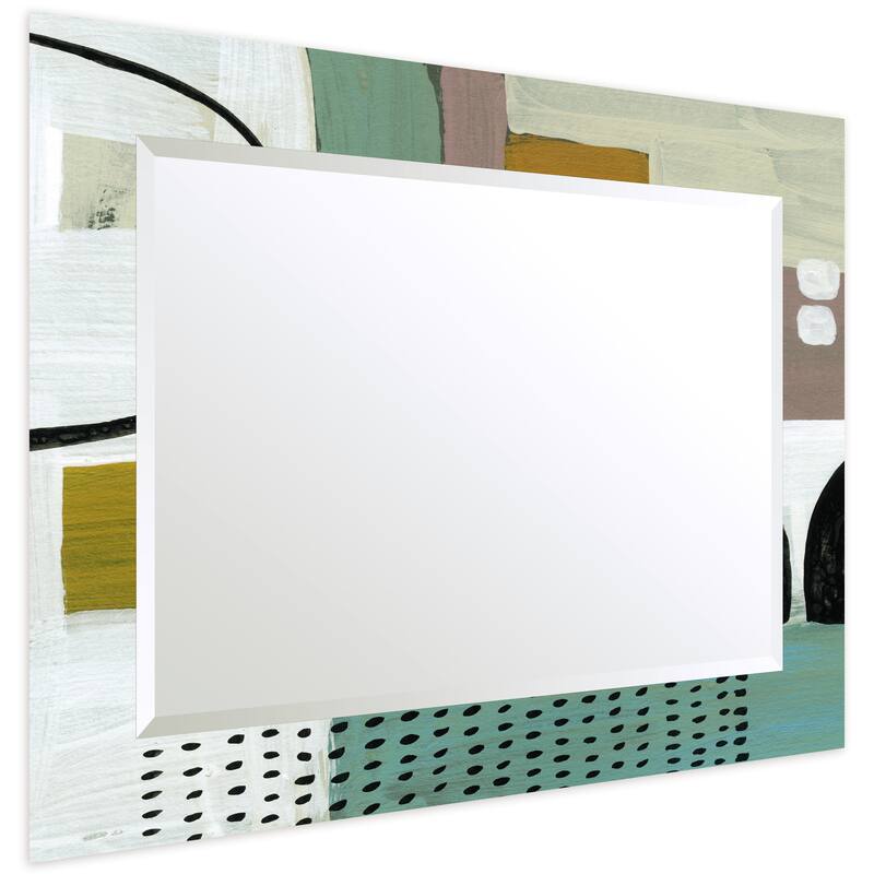 Introductions Rectangular Beveled Mirror on Free Floating Printed Tempered Art Glass - Clear - 40" x 30"