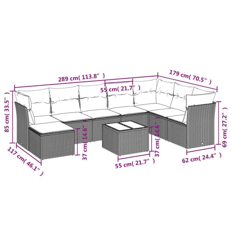 vidaXL Garden Sofa Set Black