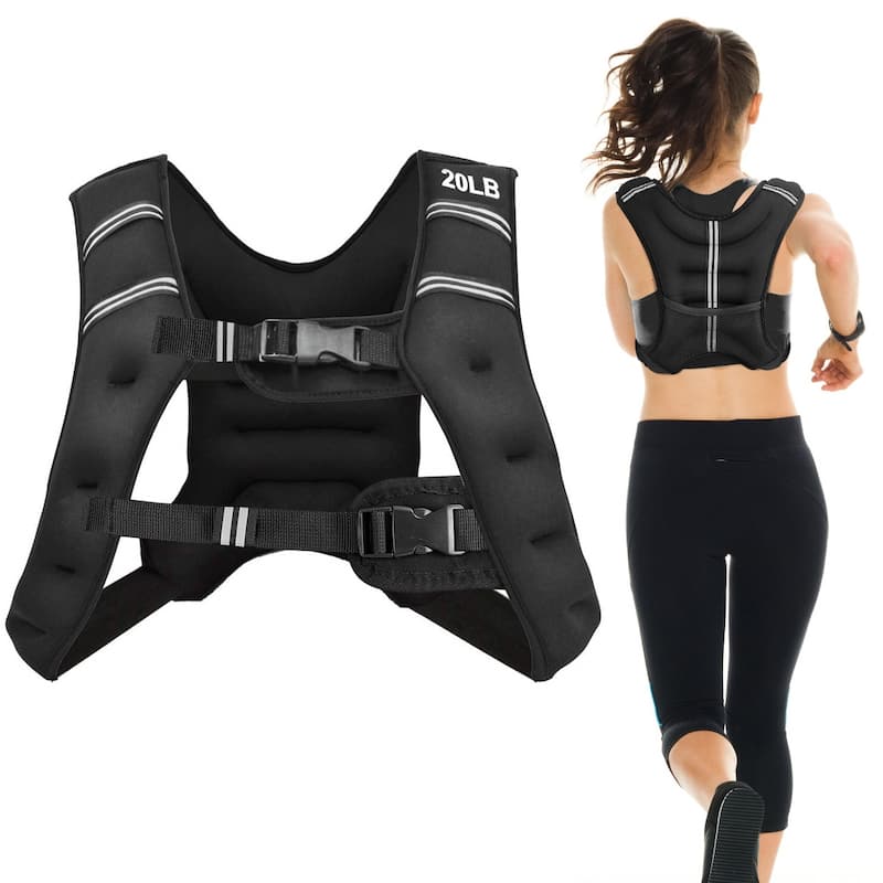 Costway 12LBS/20LBS Workout Weighted Vest Mesh Bag Adjustable Buckle - 20LBS