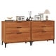 preview thumbnail 1 of 8, Gymax 2PCS 3-Drawer Dresser w/ Metal Support Legs & Anti-tipping Kit 3-drawer - Brown