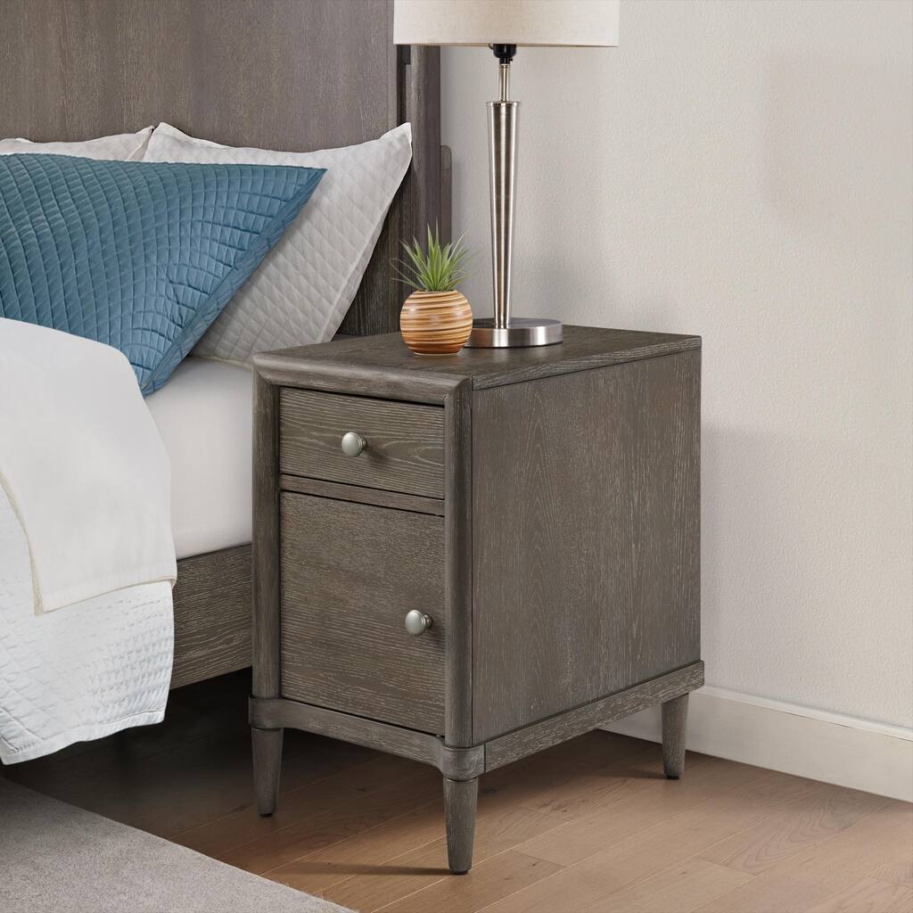 Dolce Sable Gray Wood End Table with Storage