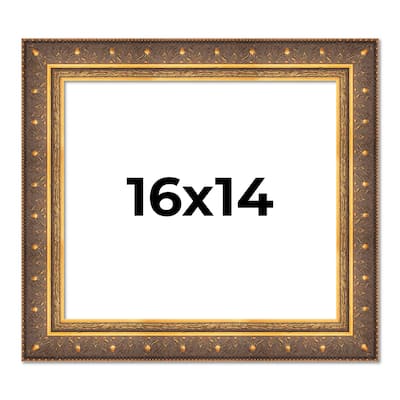 16x14 Frame Vintage Gold Solid Wood Picture Frame | 2.5 Inch Moulding