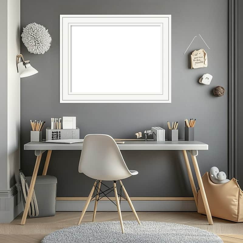 Amanti Art Craftsman White Framed Dry Erase Magnetic Board