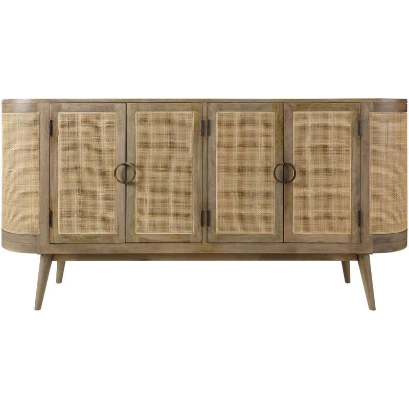 Vincie Hand Crafted Wood and Rattan Sideboard