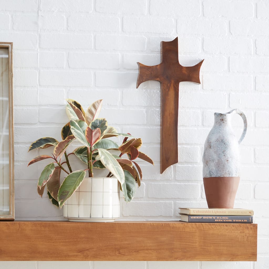 Brown Teak Wood Eclectic Style Wall Decor