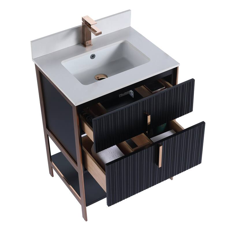 Fine Fixtures Serenity Modern Bathroom Vanity with White Stone Top