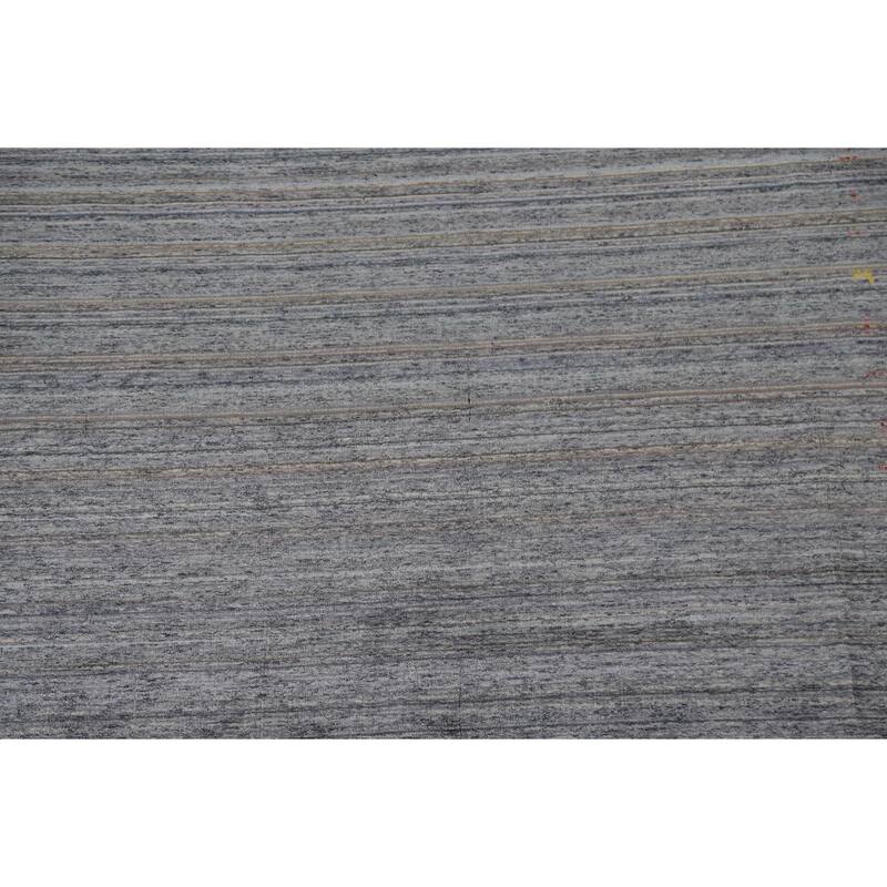Gray Gabbeh Indian Area Rug Hand-Knotted Wool Carpet - 8'1"x 9'7"