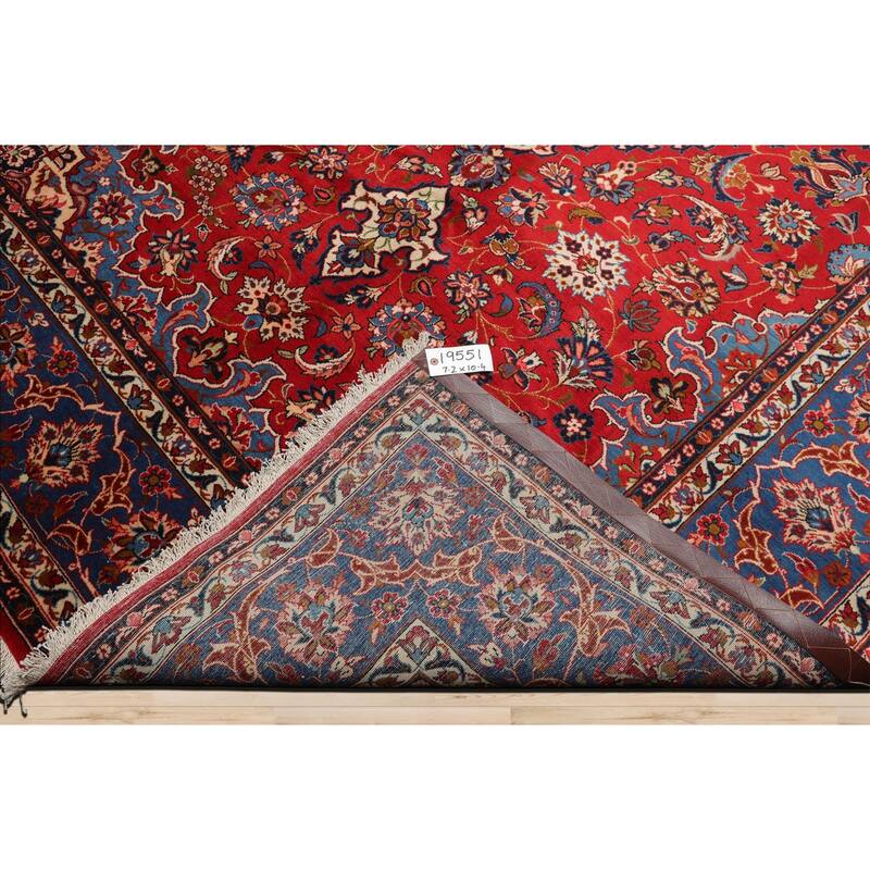 7'2''x10'4'' Hand Knotted Wool Red Isfahan Traditional Rug - 7' 2'' x 10' 4''