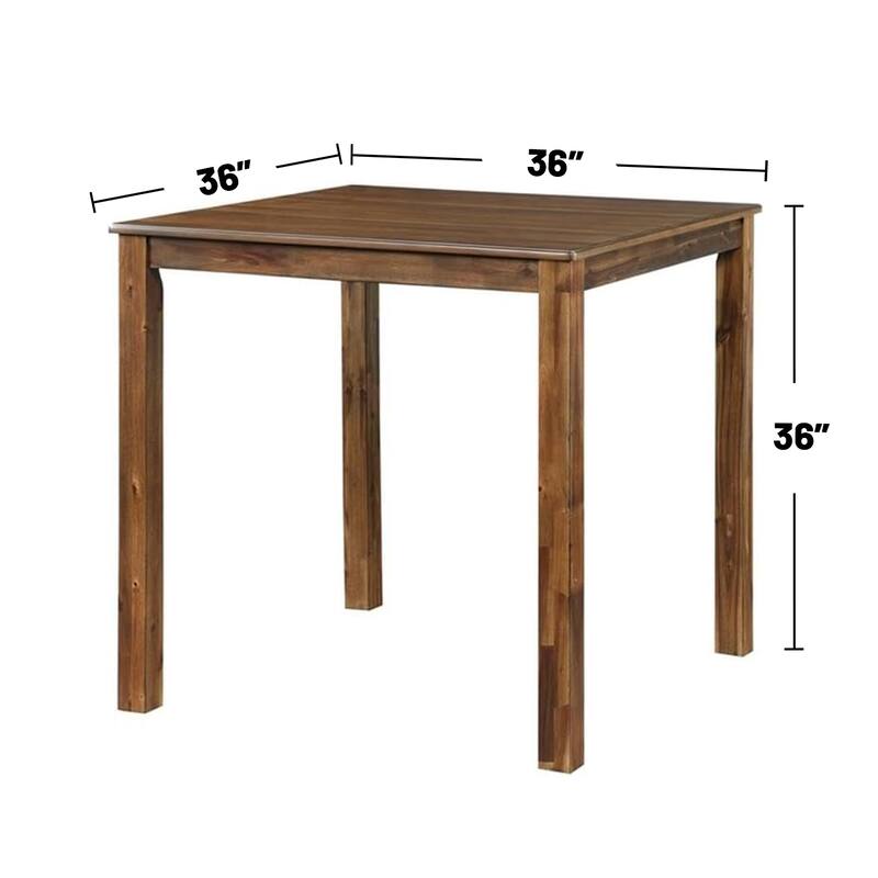 5 Piece Square Counter Height Dining Set with Slat Back Chair in Walnut