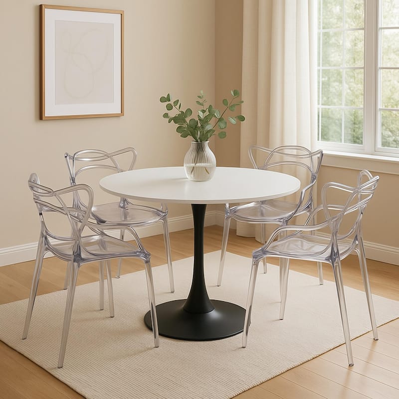 Milan Modern Intertwined Stackable Contemporary Accent Dining Chair for Dining Room Living Room and Outdoor Set of 2 - Clear