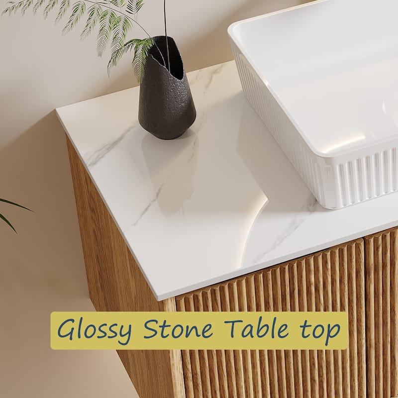 Modern 35.4" Single Bathroom Vanities,Floating Vanitiy with White Table top