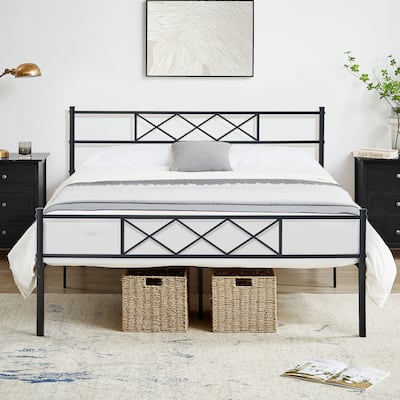 Javlergo Metal Platform Bed Frame with Headboard Twin/Full/Queen Size Platform Bed