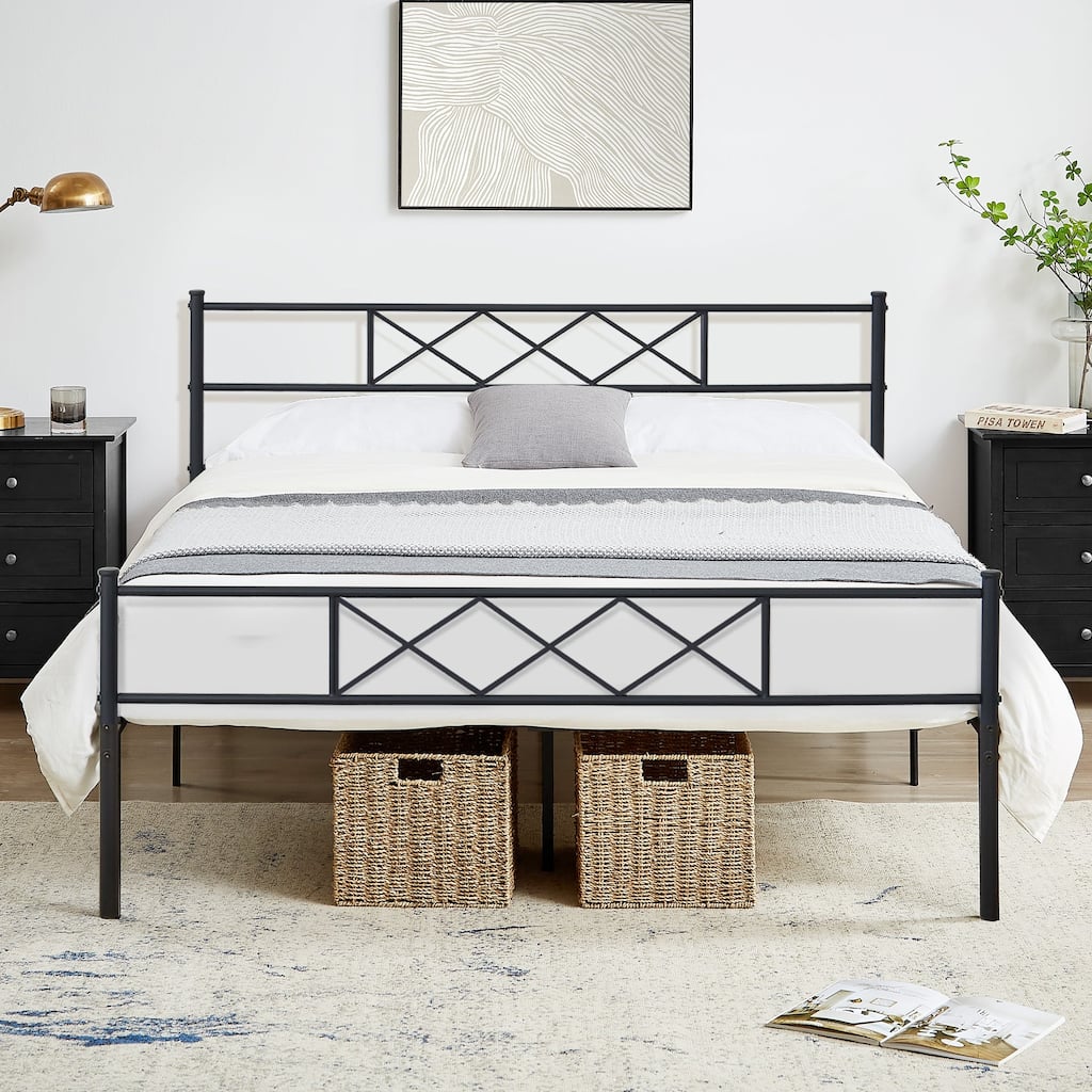 Javlergo Metal Platform Bed Frame with Headboard Twin/Full/Queen Size Platform Bed