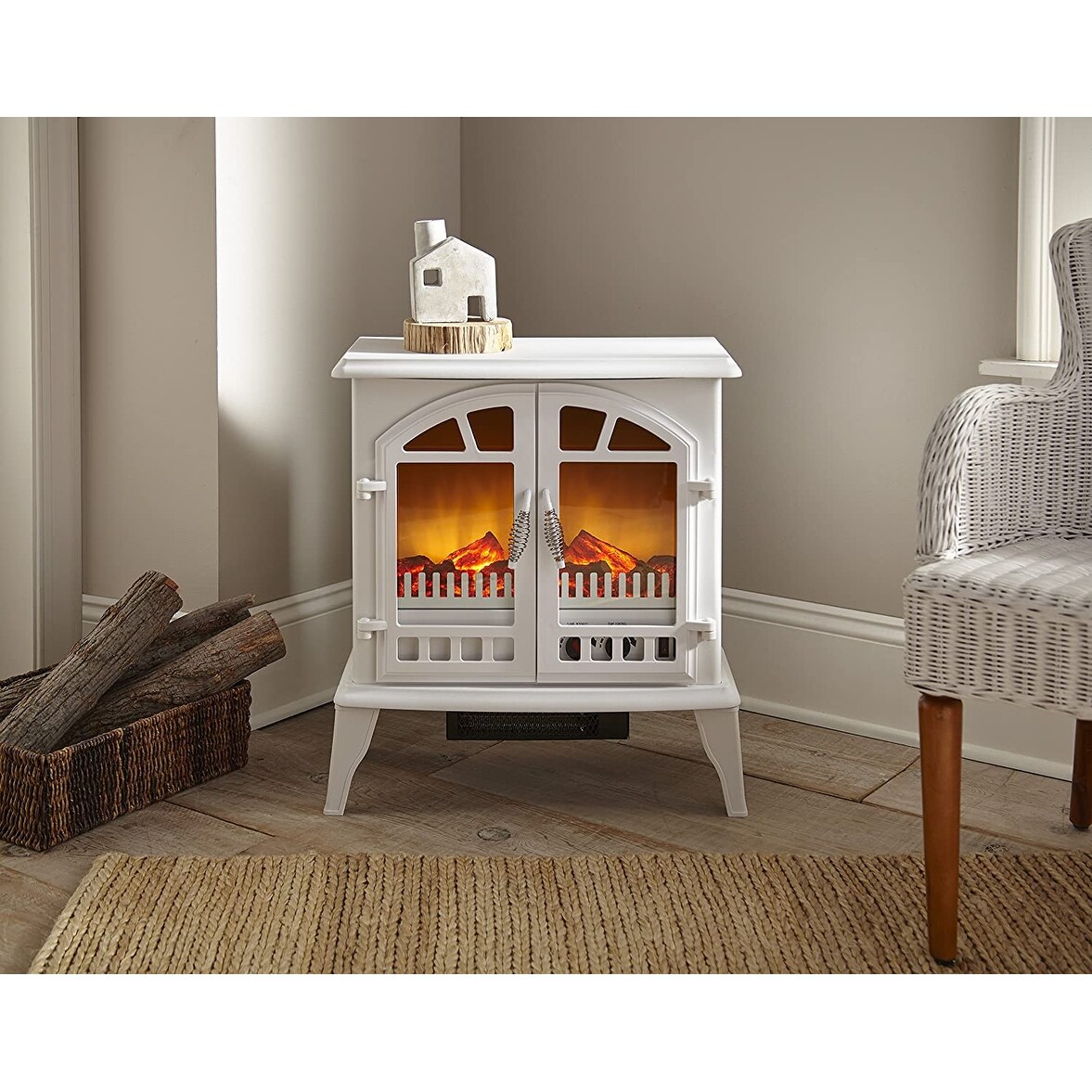 新発売】 Rean STOREe-Flame USA Jasper Freestanding Electric Fireplace Stove  Heater Realistic 3-D Log and Fire Effect Black