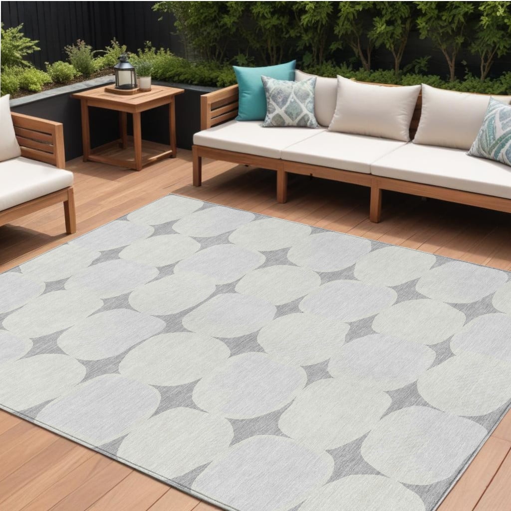 HomeRoots Abstract Transitional Rectangle Outdoor Rug