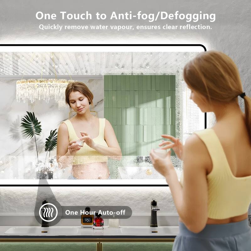 Framed Front & Back LED Lighted Anti-Fog Tempered Glass Wall Bathroom Vanity Mirror