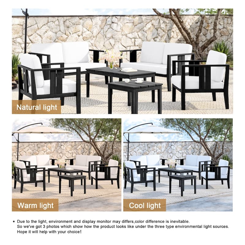 Teak Wood 6-Piece Outdoor Conversation Set with Table