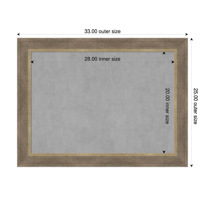 Amanti Art Driftwood Tan Framed Magnetic Board - 33 x 25 in