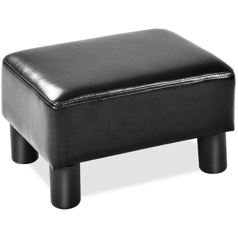 Gymax PU Leather Ottoman Rectangular Footrest Small Stool - See Details