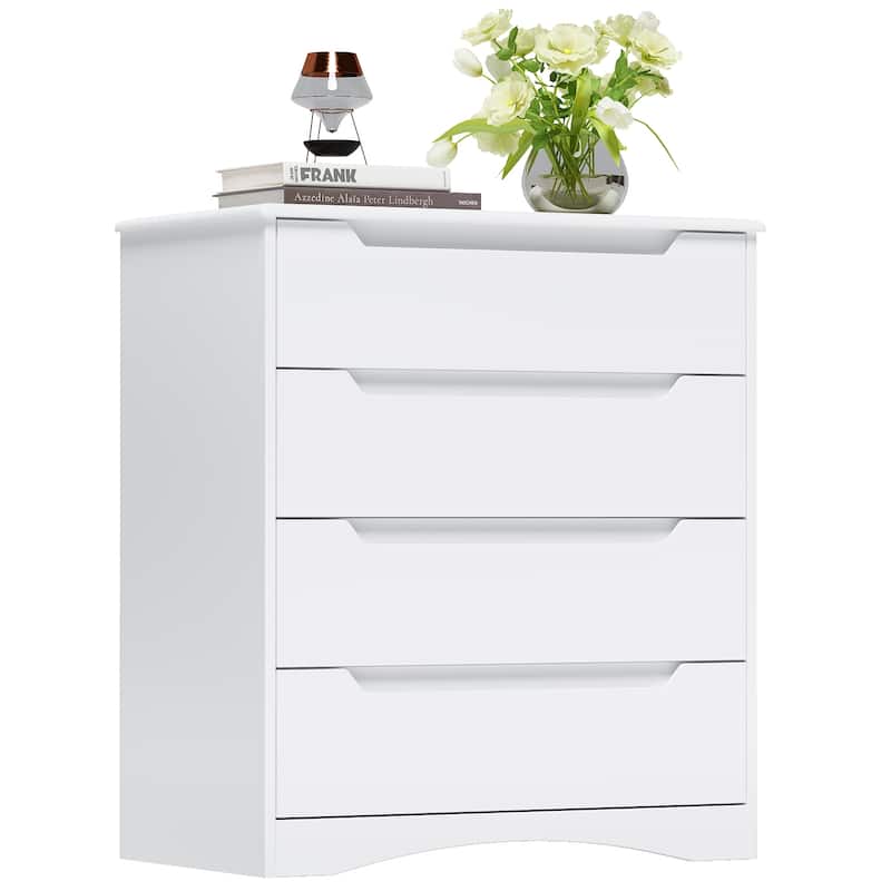 3/4/5/6 Drawer Dresser, Chest of Drawers with Large Storage, Tall Dresser and Organizer Wooden Cabinet - White - 4-drawer