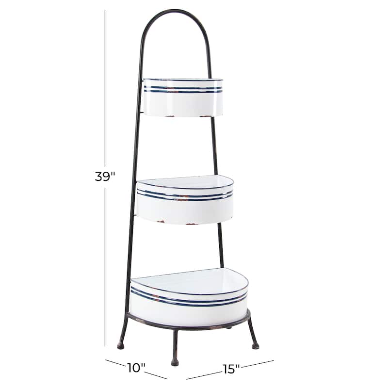 Metal Shelving Unit - White - Roche River Decor - 10"W x 15"L x 39"H