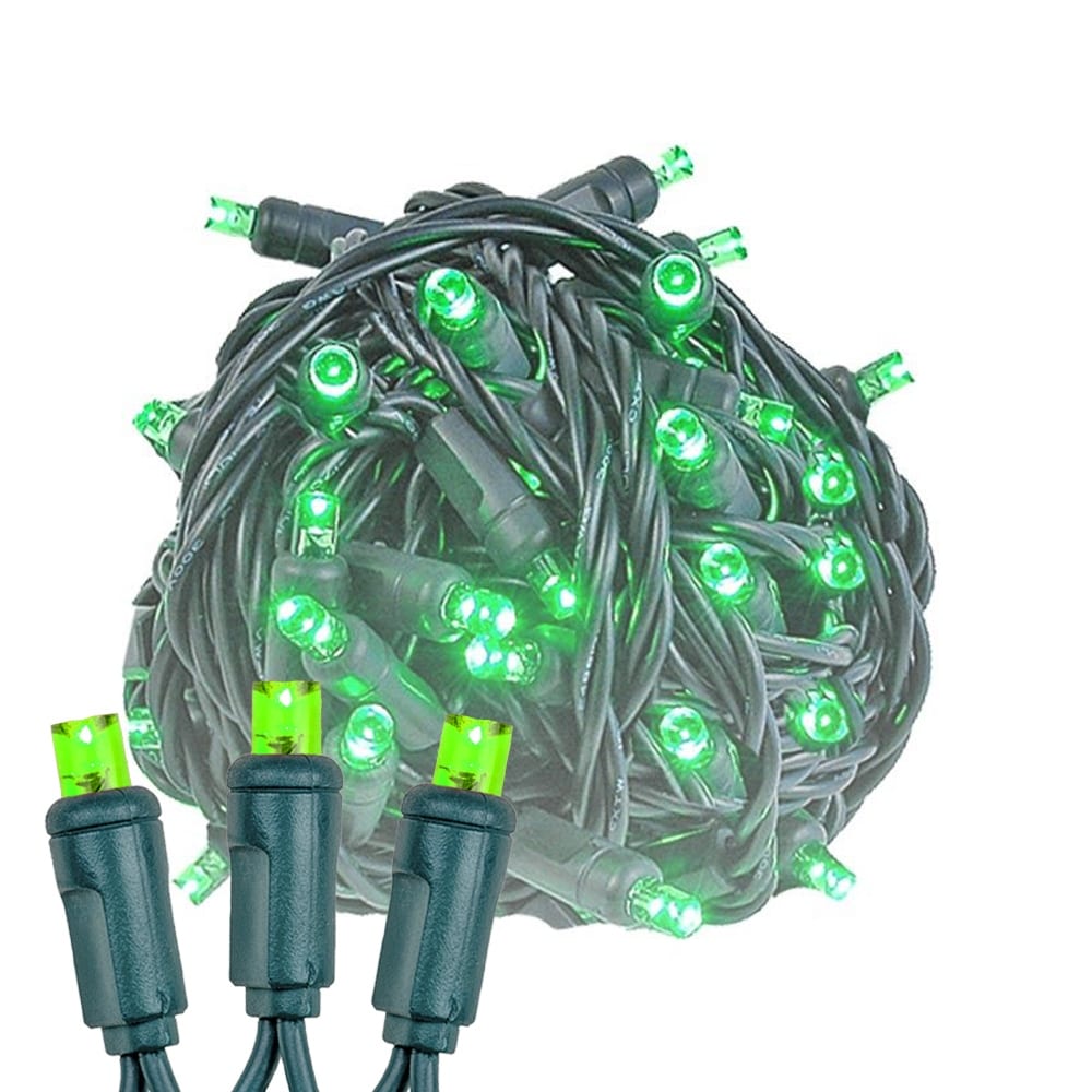 50 Light LED Christmas Mini Light Set, Patio Lights, Warm White, Green Wire, 11’