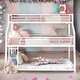 preview thumbnail 2 of 11, Triple Bunk Bed with Two Ladder and Guardrails, White