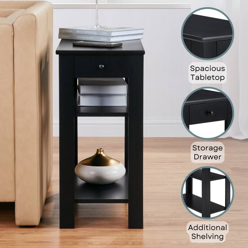 Convenience Concepts Designs2Go 1 Drawer Baja Chairside End Table with Shelves